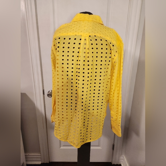 NWT J. Crew Yellow Women's Casual Eyelet Shirt Size 6 - Picture 2 of 8